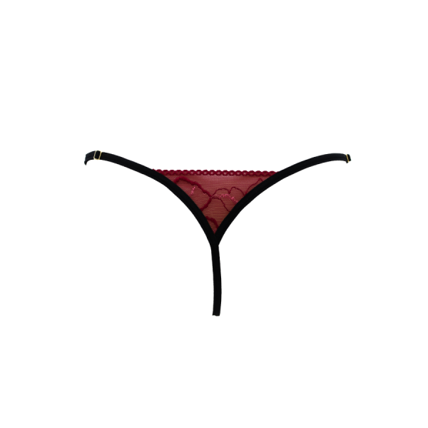 String bordeaux avec anneaux détachables 